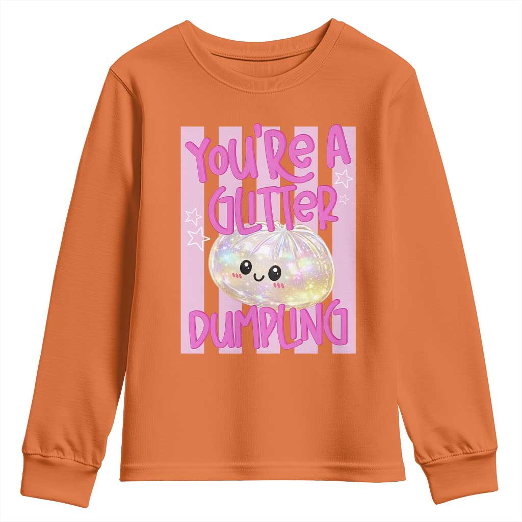 You Are A Glitter Dumpling Cute Preppy Pastel Graphic Youth Sweatshirt Kawaii Pastel Pink Striped Food Quote