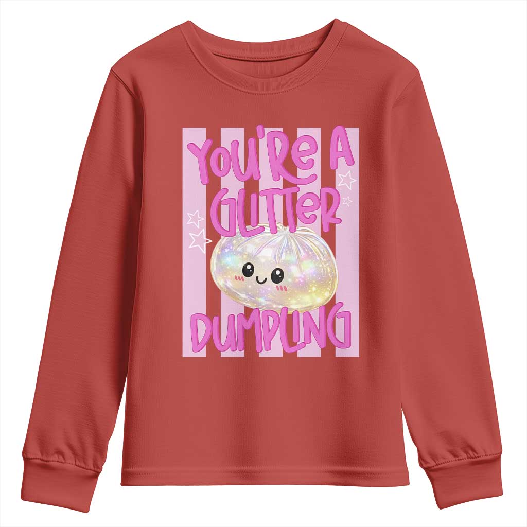 You Are A Glitter Dumpling Cute Preppy Pastel Graphic Youth Sweatshirt Kawaii Pastel Pink Striped Food Quote