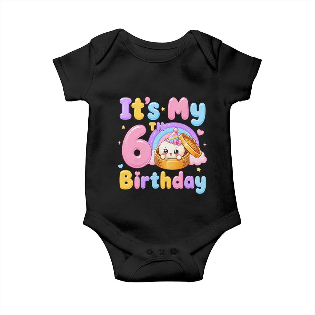 Its My 6th Birthday Kawaii Glitter Dumpling Graphic Baby Onesie Cute 6 Years Old Rainbow Bday Girl Party