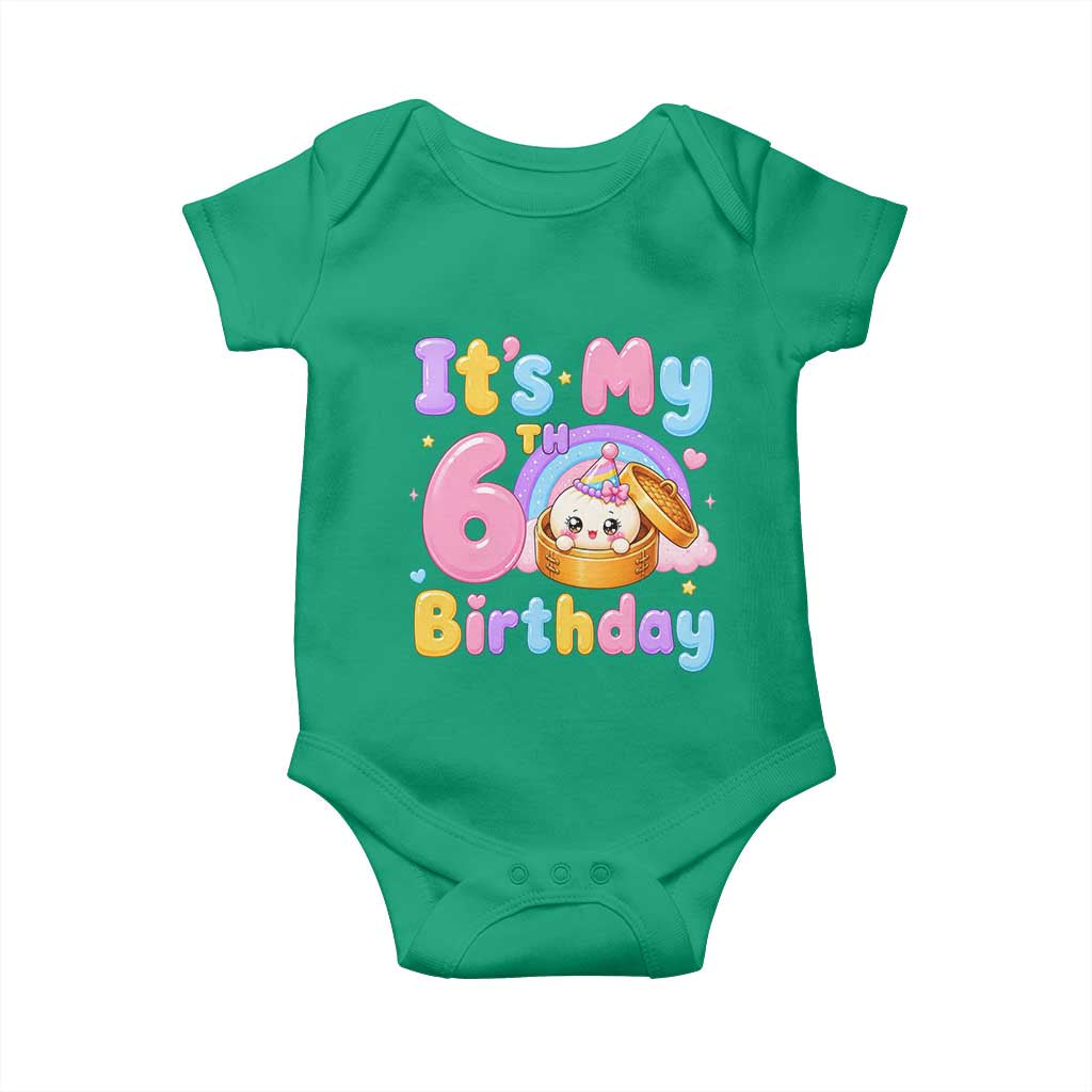 Its My 6th Birthday Kawaii Glitter Dumpling Graphic Baby Onesie Cute 6 Years Old Rainbow Bday Girl Party