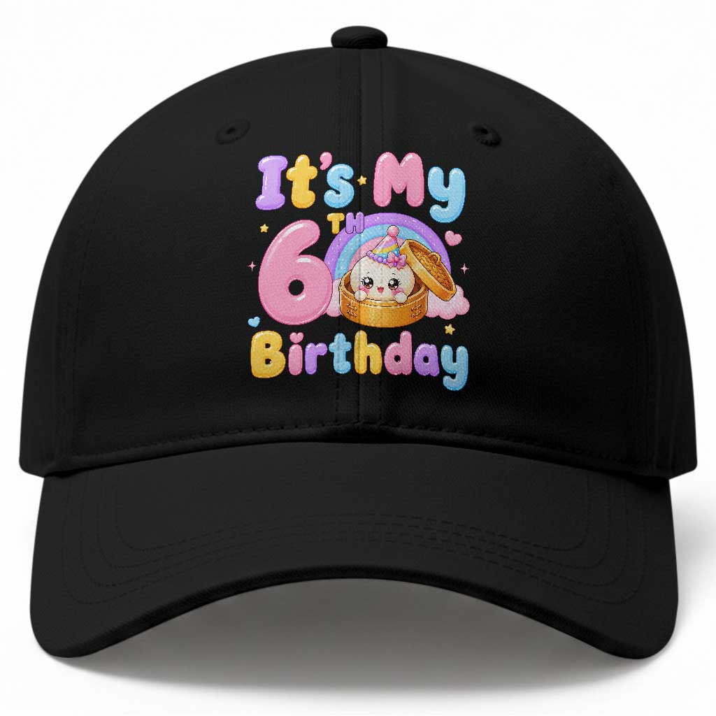Its My 6th Birthday Kawaii Glitter Dumpling Graphic Baseball Cap Cute 6 Years Old Rainbow Bday Girl Party