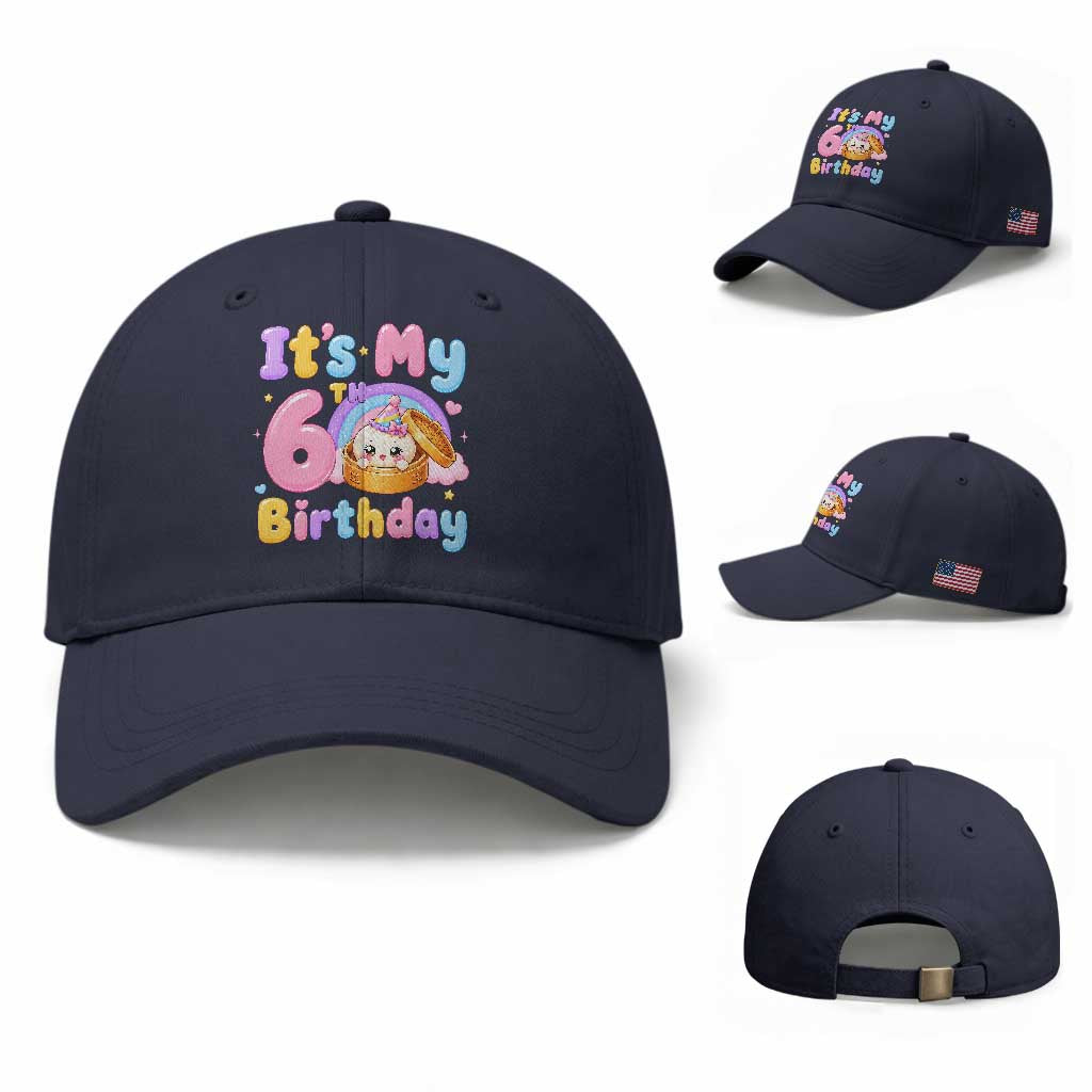 Its My 6th Birthday Kawaii Glitter Dumpling Graphic Baseball Cap Cute 6 Years Old Rainbow Bday Girl Party