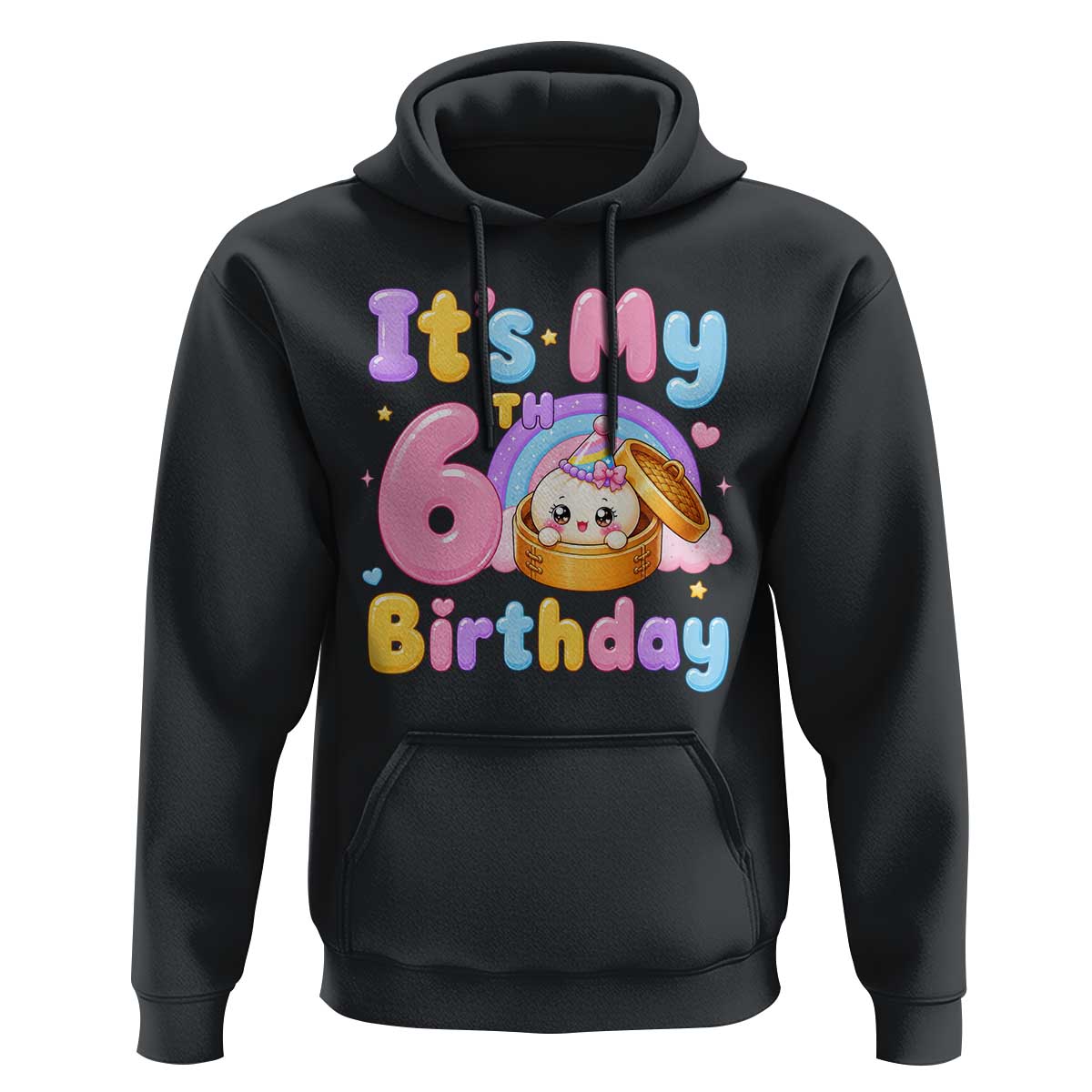 Its My 6th Birthday Kawaii Glitter Dumpling Graphic Hoodie Cute 6 Years Old Rainbow Bday Girl Party