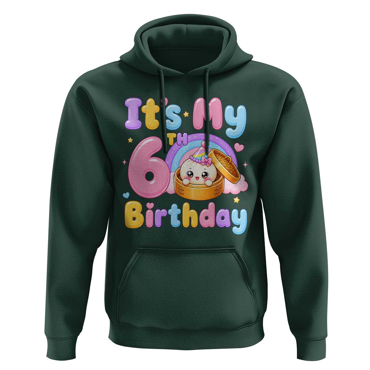 Its My 6th Birthday Kawaii Glitter Dumpling Graphic Hoodie Cute 6 Years Old Rainbow Bday Girl Party