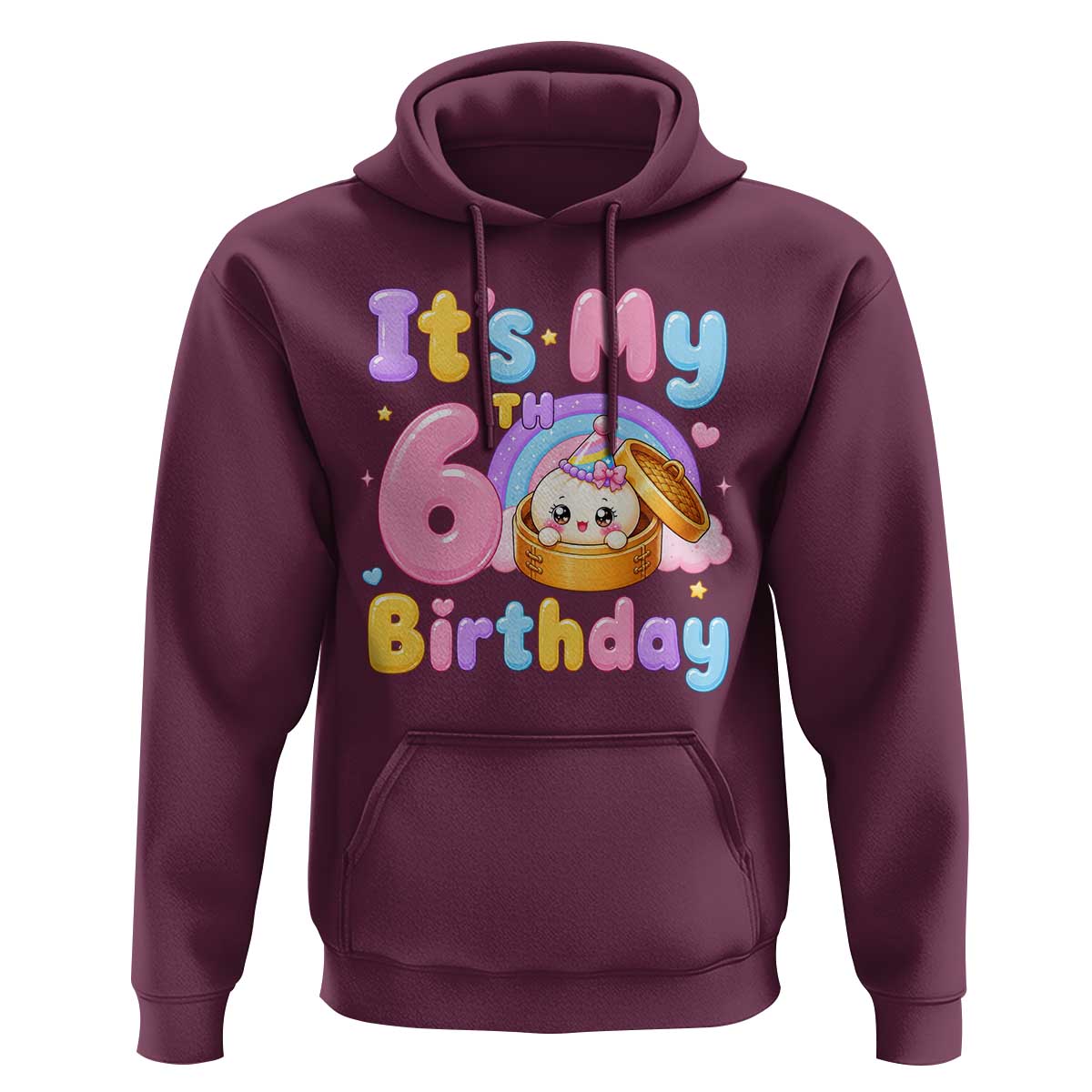 Its My 6th Birthday Kawaii Glitter Dumpling Graphic Hoodie Cute 6 Years Old Rainbow Bday Girl Party