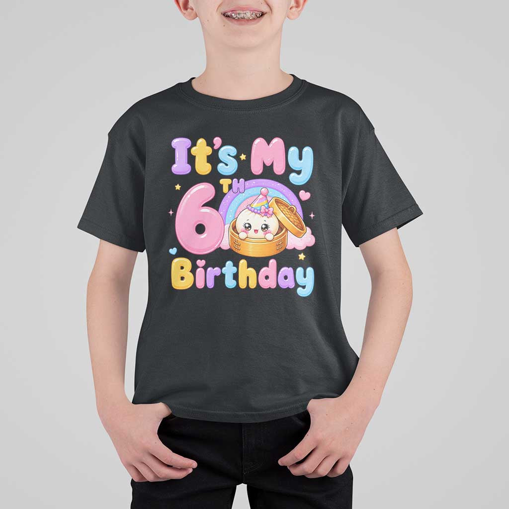 Its My 6th Birthday Kawaii Glitter Dumpling Graphic T Shirt For Kid Cute 6 Years Old Rainbow Bday Girl Party