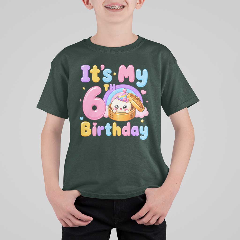 Its My 6th Birthday Kawaii Glitter Dumpling Graphic T Shirt For Kid Cute 6 Years Old Rainbow Bday Girl Party