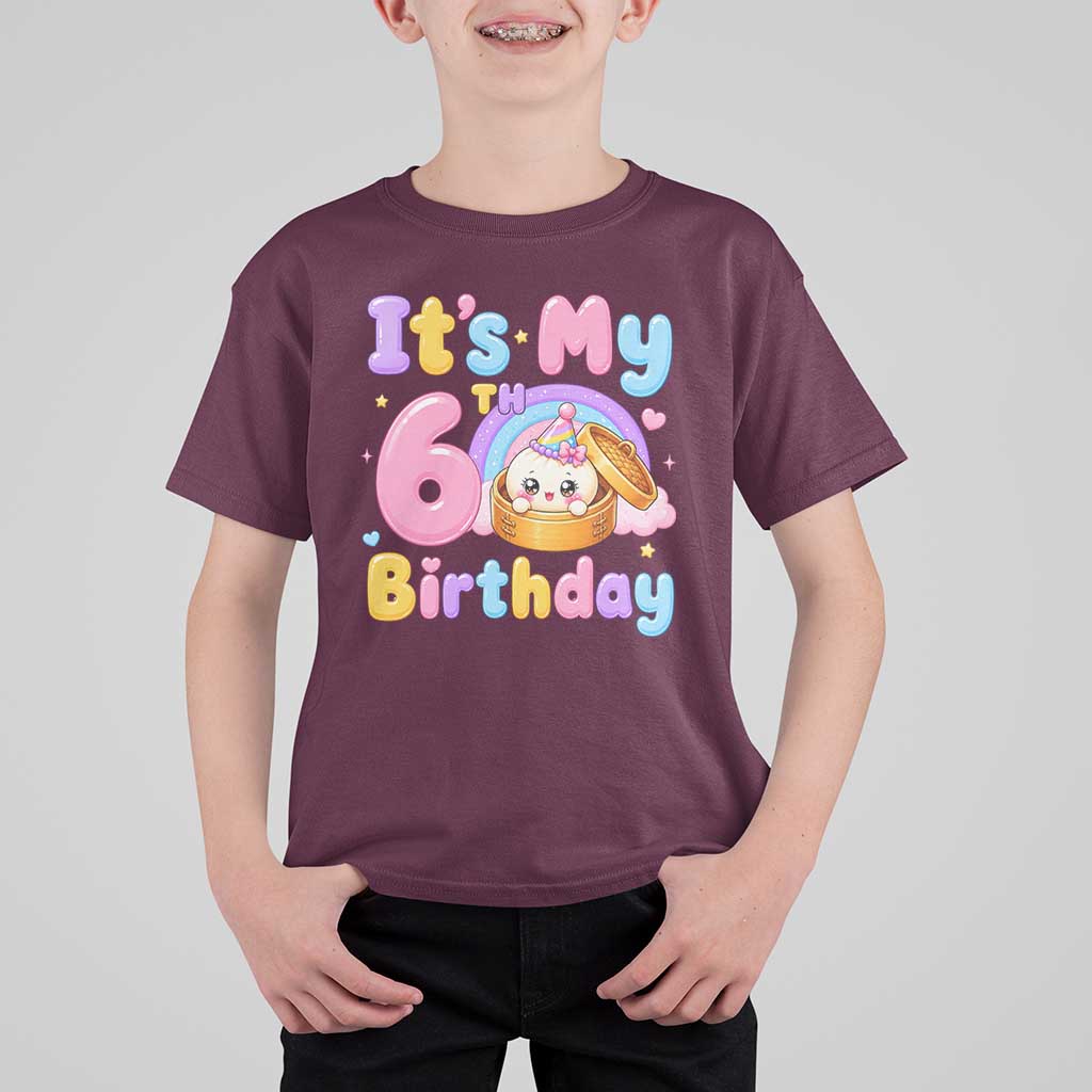 Its My 6th Birthday Kawaii Glitter Dumpling Graphic T Shirt For Kid Cute 6 Years Old Rainbow Bday Girl Party