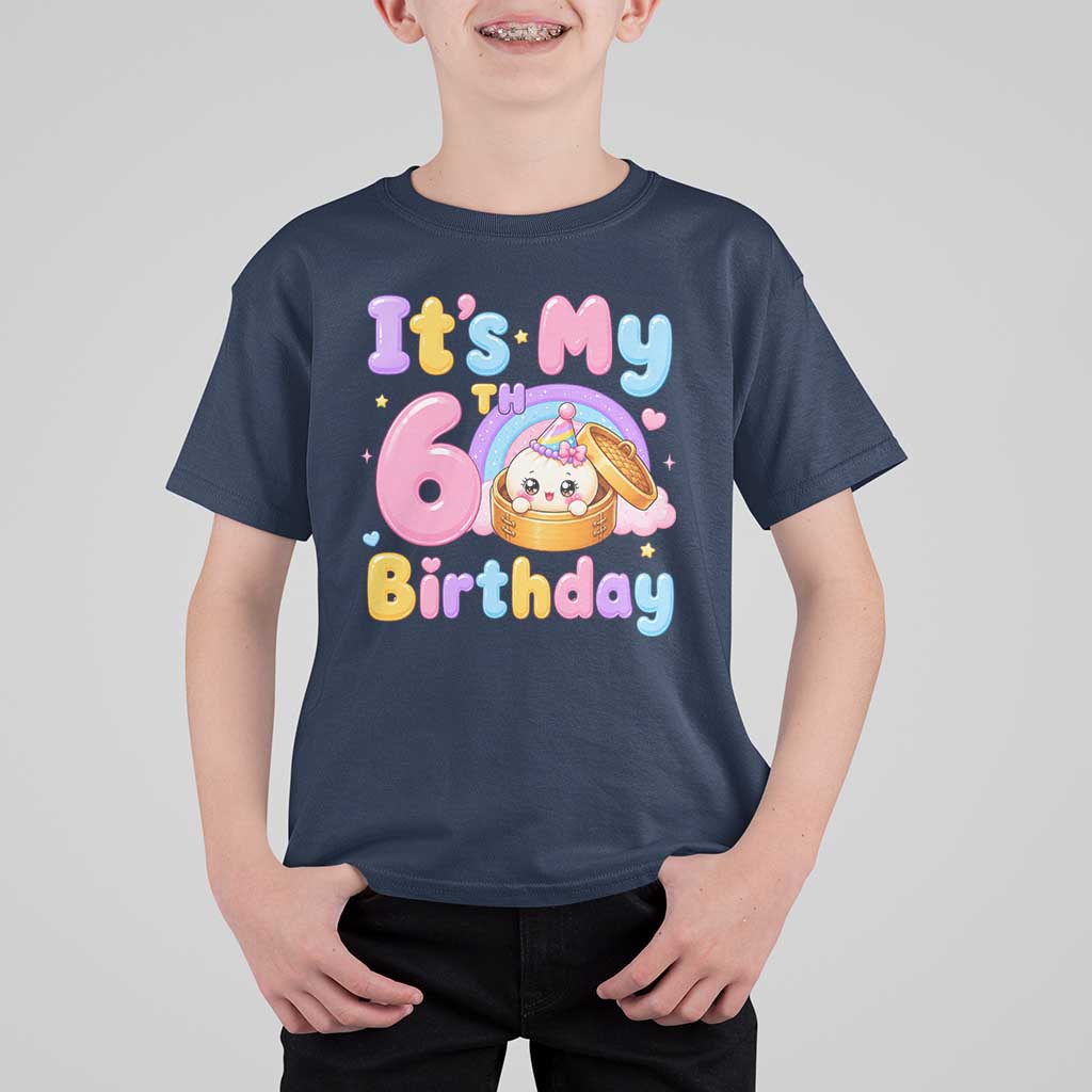 Its My 6th Birthday Kawaii Glitter Dumpling Graphic T Shirt For Kid Cute 6 Years Old Rainbow Bday Girl Party