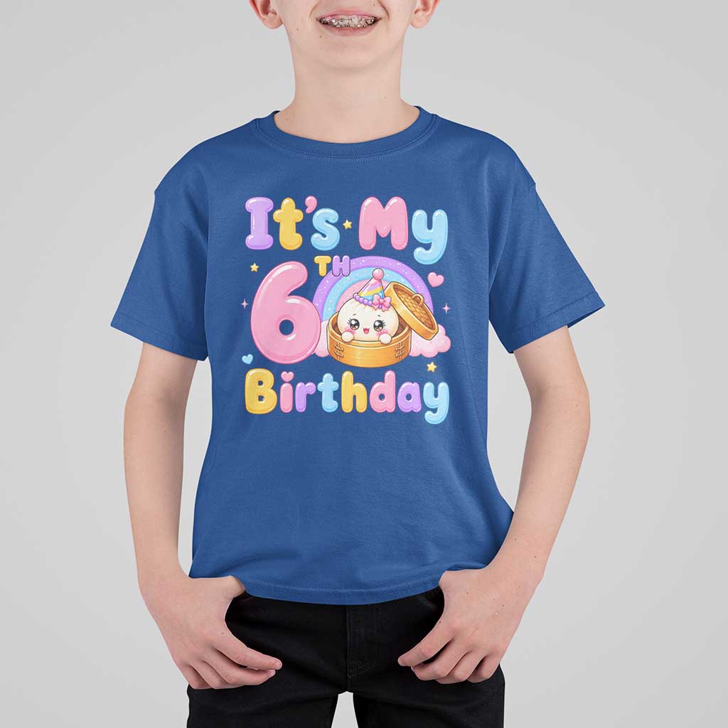 Its My 6th Birthday Kawaii Glitter Dumpling Graphic T Shirt For Kid Cute 6 Years Old Rainbow Bday Girl Party