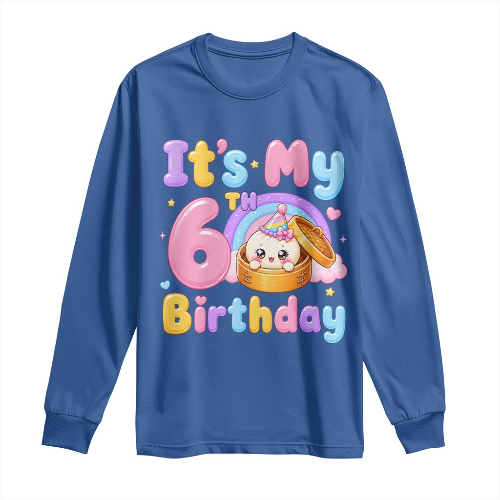 Its My 6th Birthday Kawaii Glitter Dumpling Graphic Long Sleeve Shirt Cute 6 Years Old Rainbow Bday Girl Party
