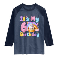 Its My 6th Birthday Kawaii Glitter Dumpling Graphic Raglan Shirt Cute 6 Years Old Rainbow Bday Girl Party