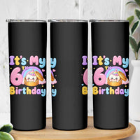 Its My 6th Birthday Kawaii Glitter Dumpling Graphic Skinny Tumbler Cute 6 Years Old Rainbow Bday Girl Party