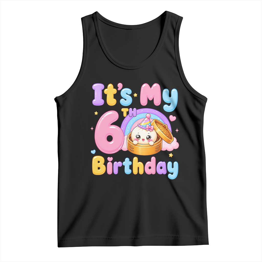 Its My 6th Birthday Kawaii Glitter Dumpling Graphic Tank Top Cute 6 Years Old Rainbow Bday Girl Party