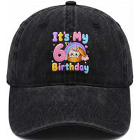 Its My 6th Birthday Kawaii Glitter Dumpling Graphic Washed Cotton Baseball Cap Cute 6 Years Old Rainbow Bday Girl Party