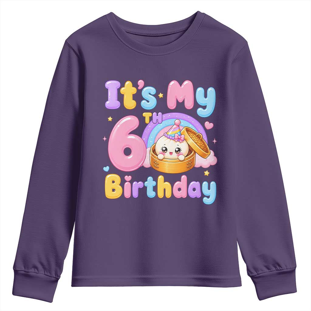 Its My 6th Birthday Kawaii Glitter Dumpling Graphic Youth Sweatshirt Cute 6 Years Old Rainbow Bday Girl Party