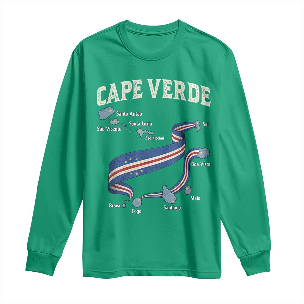 Cape Verde Islands Map National Flag Long Sleeve Shirt Cabo Verde Archipelago Geography Pride