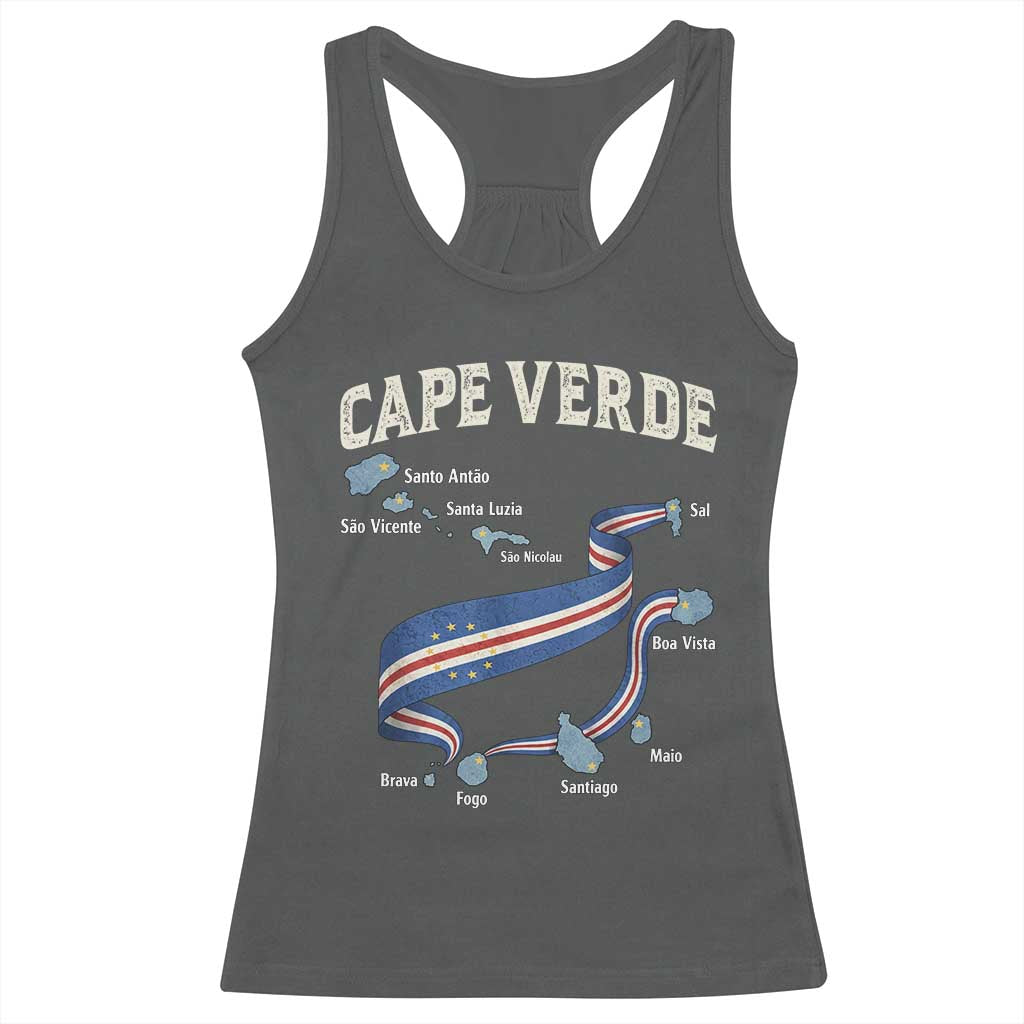 Cape Verde Islands Map National Flag Racerback Tank Top Cabo Verde Archipelago Geography Pride