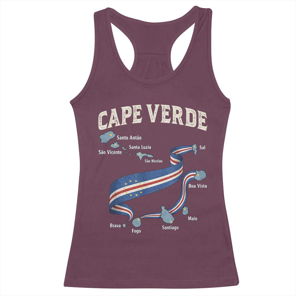 Cape Verde Islands Map National Flag Racerback Tank Top Cabo Verde Archipelago Geography Pride