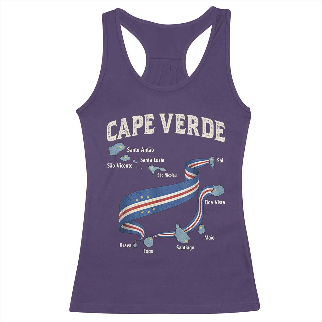 Cape Verde Islands Map National Flag Racerback Tank Top Cabo Verde Archipelago Geography Pride