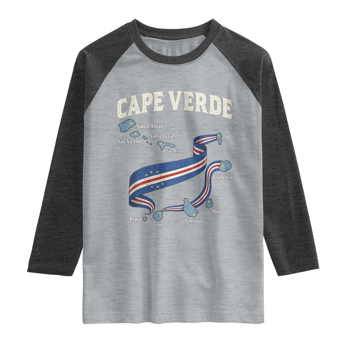 Cape Verde Islands Map National Flag Raglan Shirt Cabo Verde Archipelago Geography Pride