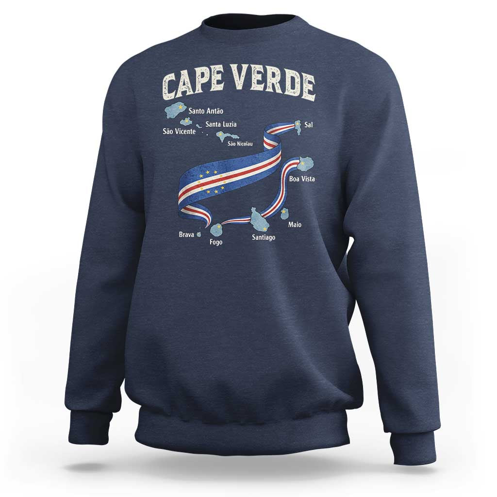 Cape Verde Islands Map National Flag Sweatshirt Cabo Verde Archipelago Geography Pride