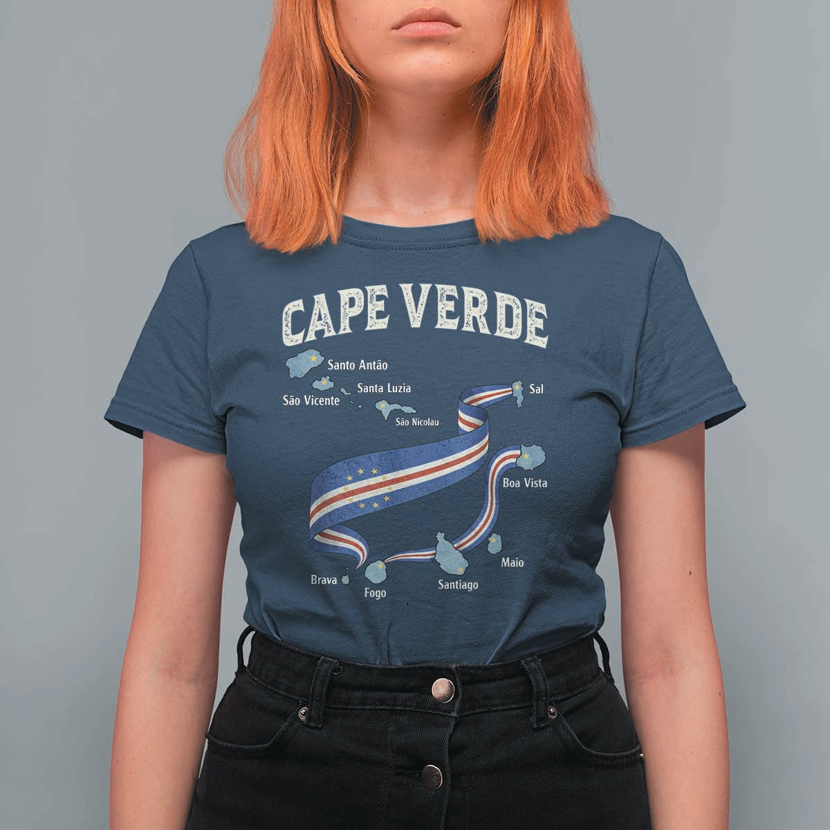 Cape Verde Islands Map National Flag T Shirt For Women Cabo Verde Archipelago Geography Pride
