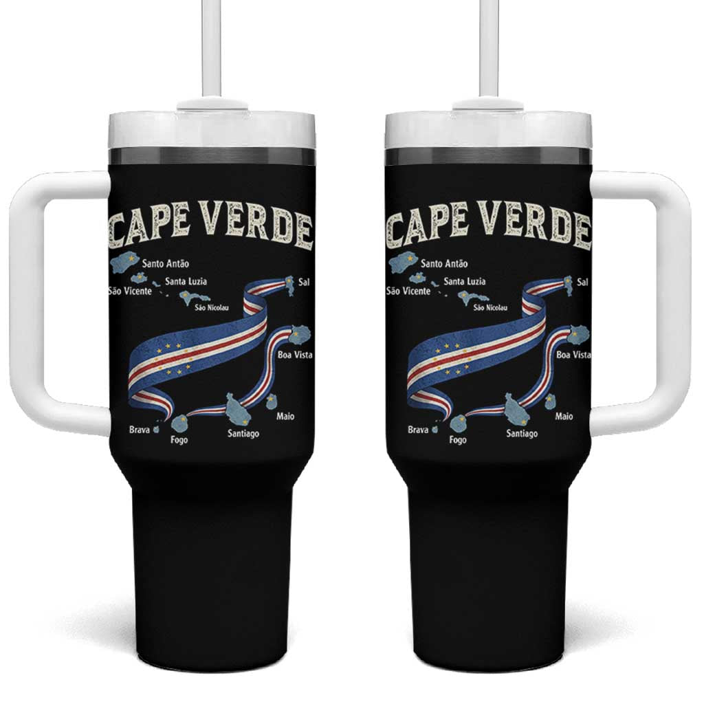 Cape Verde Islands Map National Flag Tumbler With Handle Cabo Verde Archipelago Geography Pride