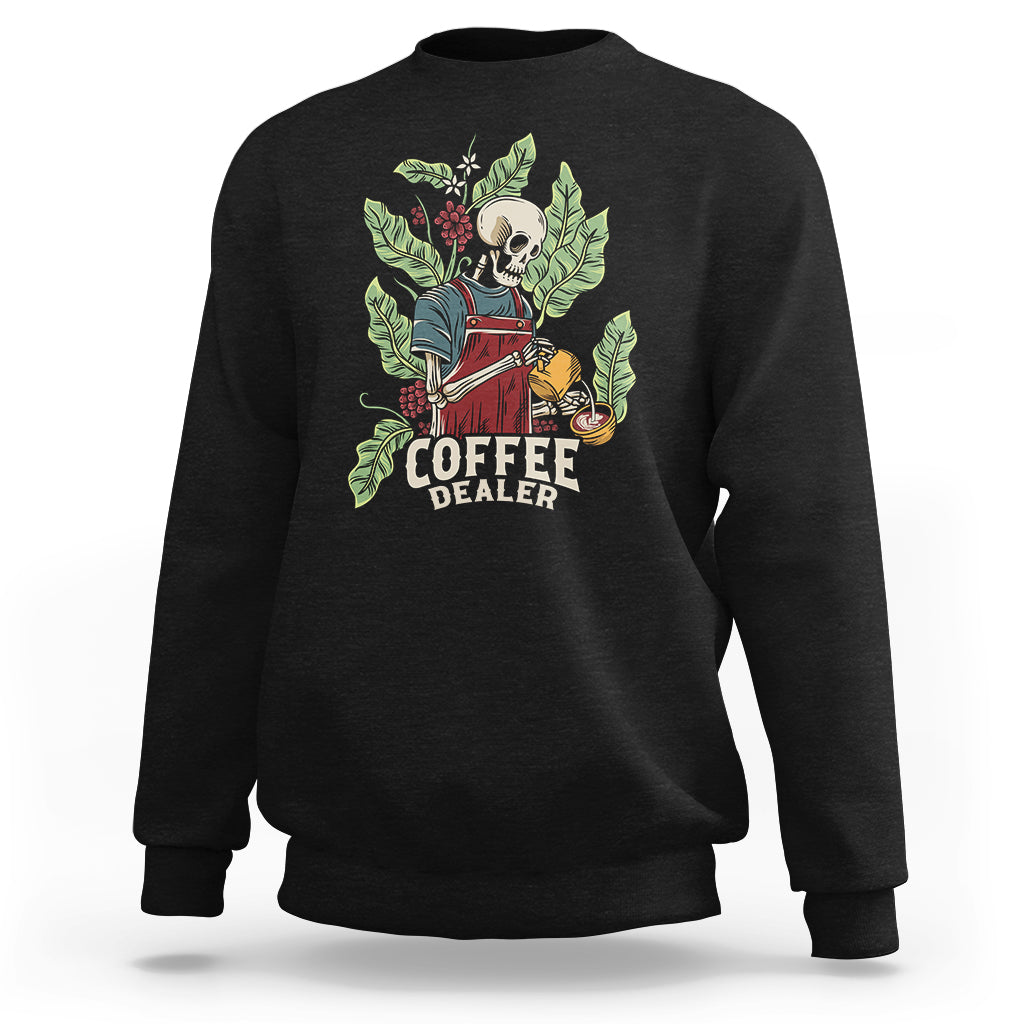 Skeleton Barista Sweatshirt Coffee Dealer Latte Lover - Wonder Print Shop