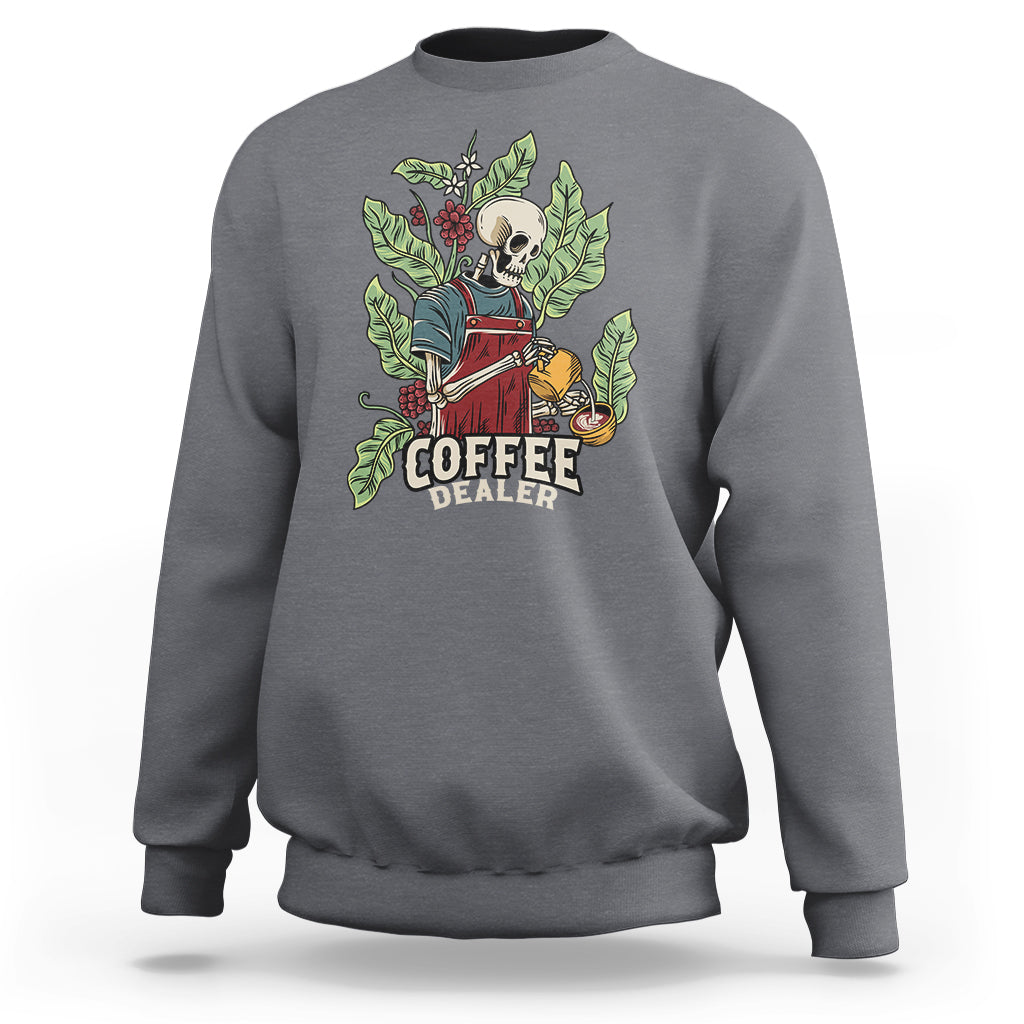 Skeleton Barista Sweatshirt Coffee Dealer Latte Lover - Wonder Print Shop