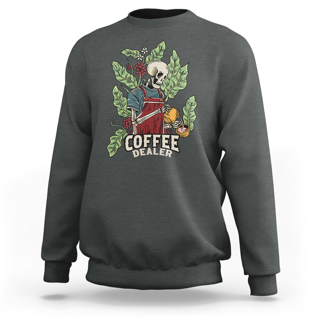 Skeleton Barista Sweatshirt Coffee Dealer Latte Lover - Wonder Print Shop