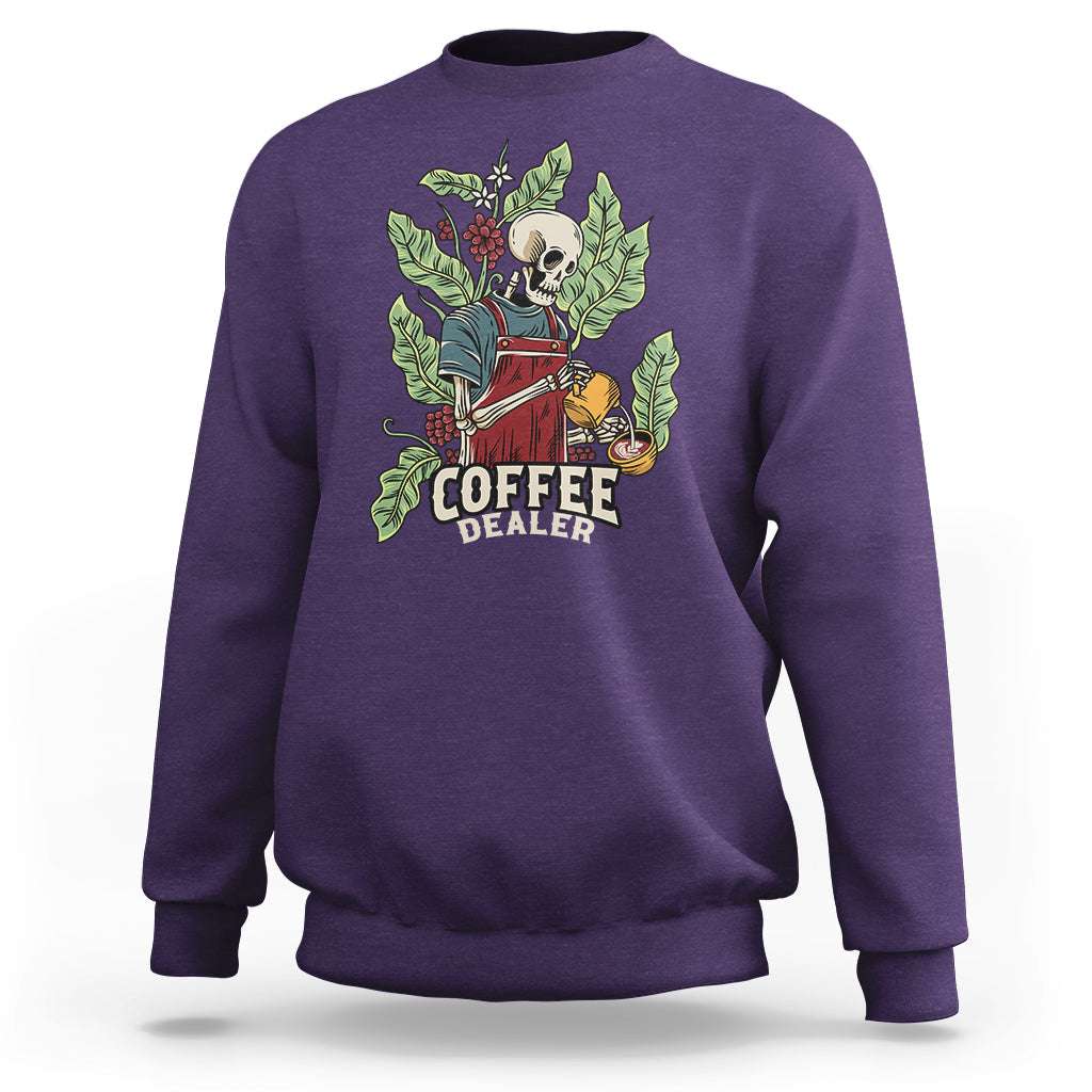 Skeleton Barista Sweatshirt Coffee Dealer Latte Lover - Wonder Print Shop