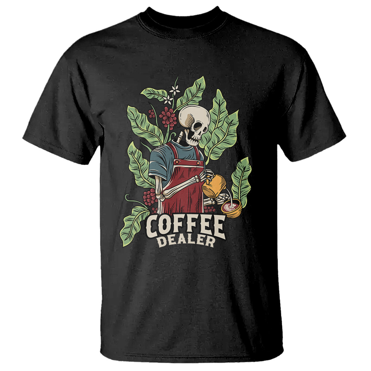Skeleton Barista T Shirt Coffee Dealer Latte Lover - Wonder Print Shop
