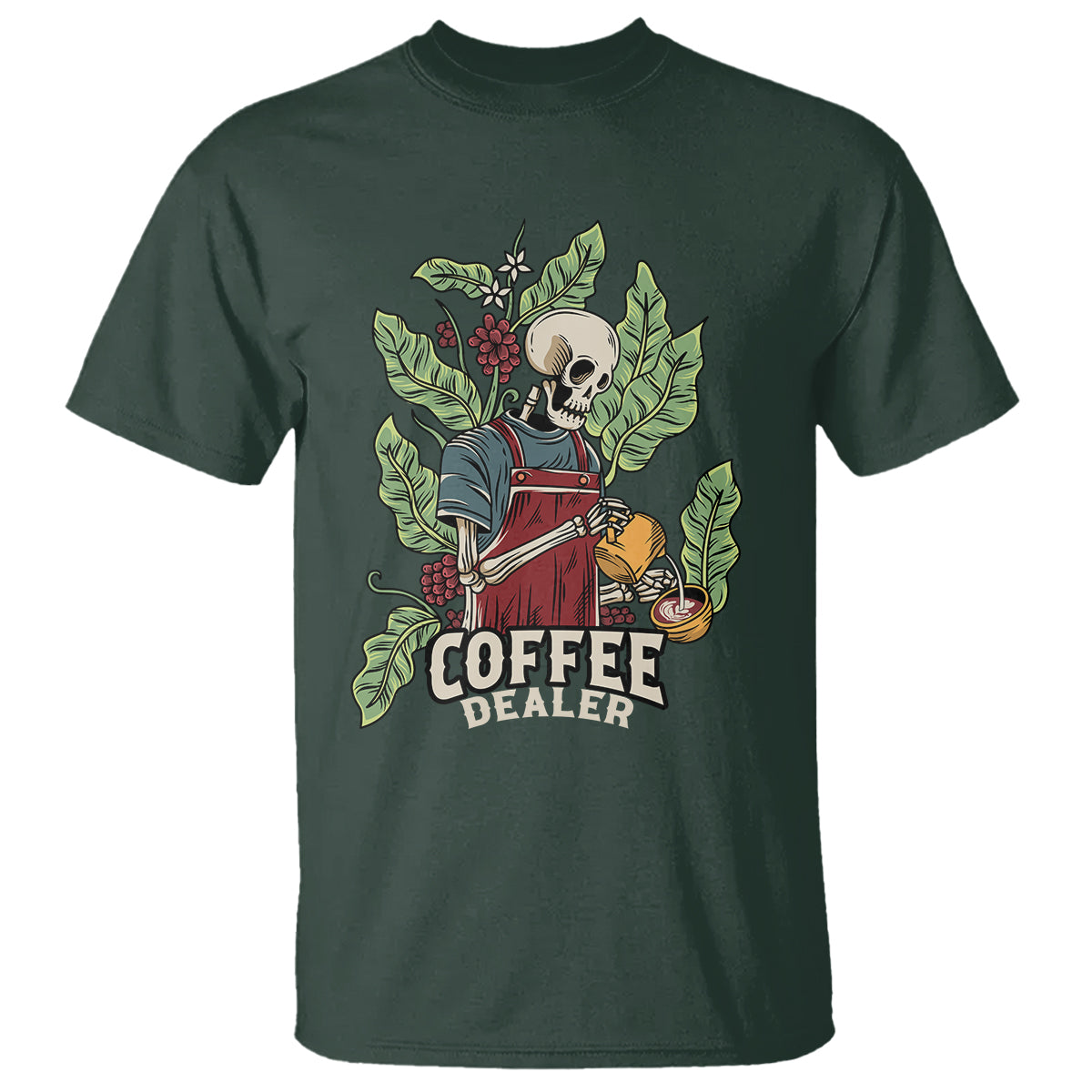 Skeleton Barista T Shirt Coffee Dealer Latte Lover - Wonder Print Shop