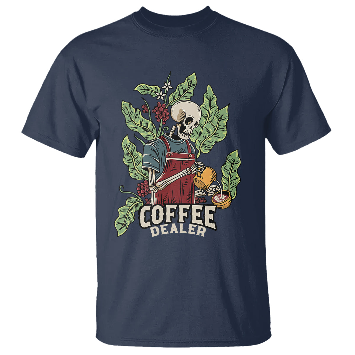 Skeleton Barista T Shirt Coffee Dealer Latte Lover - Wonder Print Shop