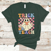 Halloween Teacher T Shirt Trick or Teach Retro Floral Ghost Funny Halloween Teacher - Wonder Print Shop