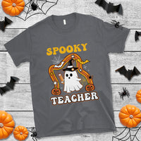 Halloween Teacher T Shirt Spooky Teacher Retro Rainbow Ghost Funny Halloween Teacher - Wonder Print Shop