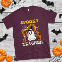 Halloween Teacher T Shirt Spooky Teacher Retro Rainbow Ghost Funny Halloween Teacher - Wonder Print Shop
