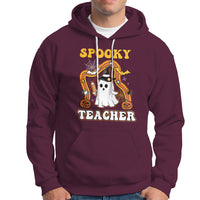 Halloween Teacher Hoodie Spooky Teacher Retro Rainbow Ghost Funny Halloween Teacher - Wonder Print Shop