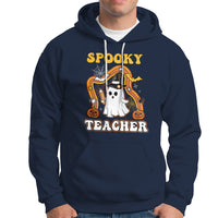Halloween Teacher Hoodie Spooky Teacher Retro Rainbow Ghost Funny Halloween Teacher - Wonder Print Shop