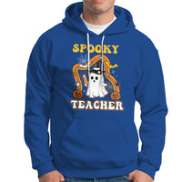 Halloween Teacher Hoodie Spooky Teacher Retro Rainbow Ghost Funny Halloween Teacher - Wonder Print Shop