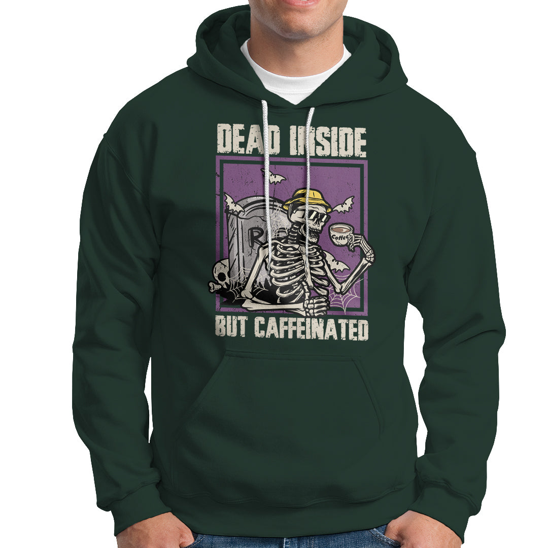 Halloween Hoodie Dead Inside But Caffeinated Skeleton Halloween Costume - Wonder Print Shop