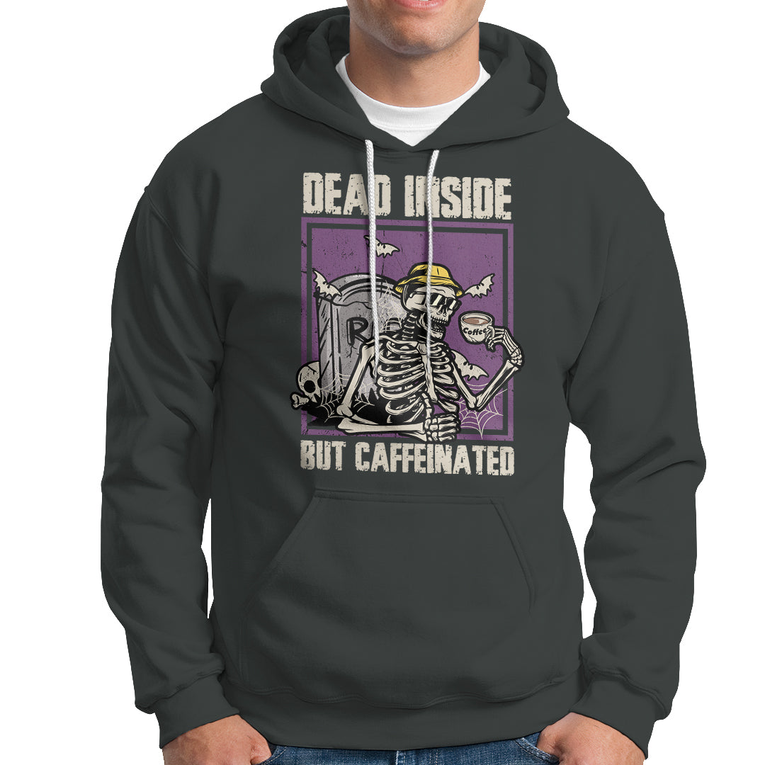 Halloween Hoodie Dead Inside But Caffeinated Skeleton Halloween Costume - Wonder Print Shop