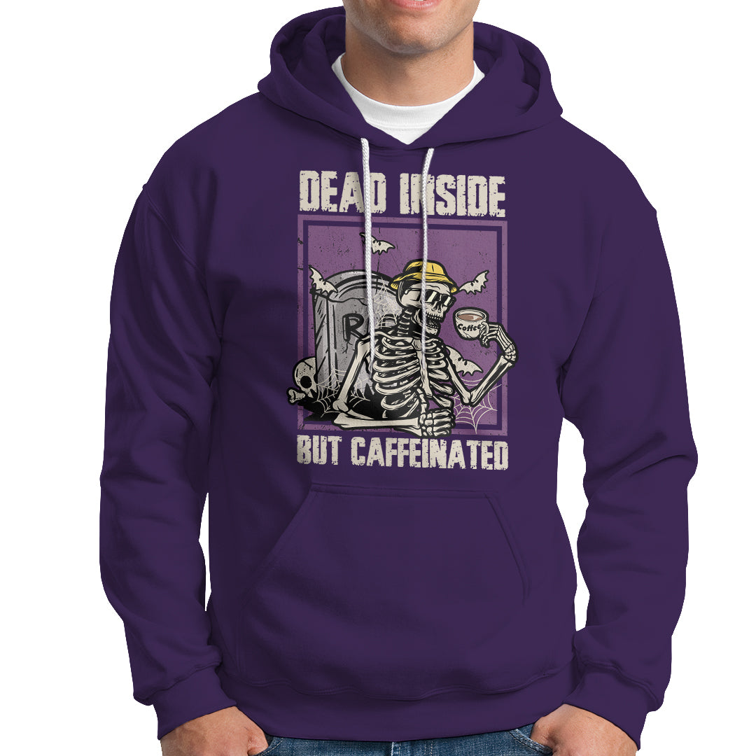 Halloween Hoodie Dead Inside But Caffeinated Skeleton Halloween Costume - Wonder Print Shop