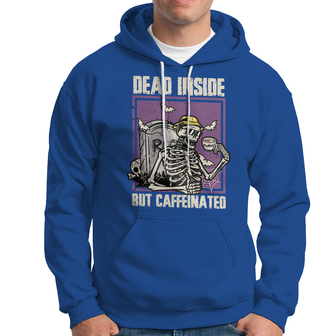 Halloween Hoodie Dead Inside But Caffeinated Skeleton Halloween Costume - Wonder Print Shop