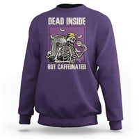 Halloween Sweatshirt Dead Inside But Caffeinated Skeleton Halloween Costume - Wonder Print Shop