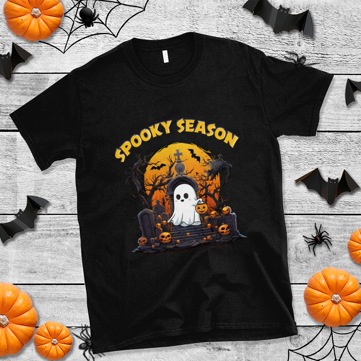 Halloween T Shirt Spooky Season Ghost Boo Scary Night Halloween Costume - Wonder Print Shop