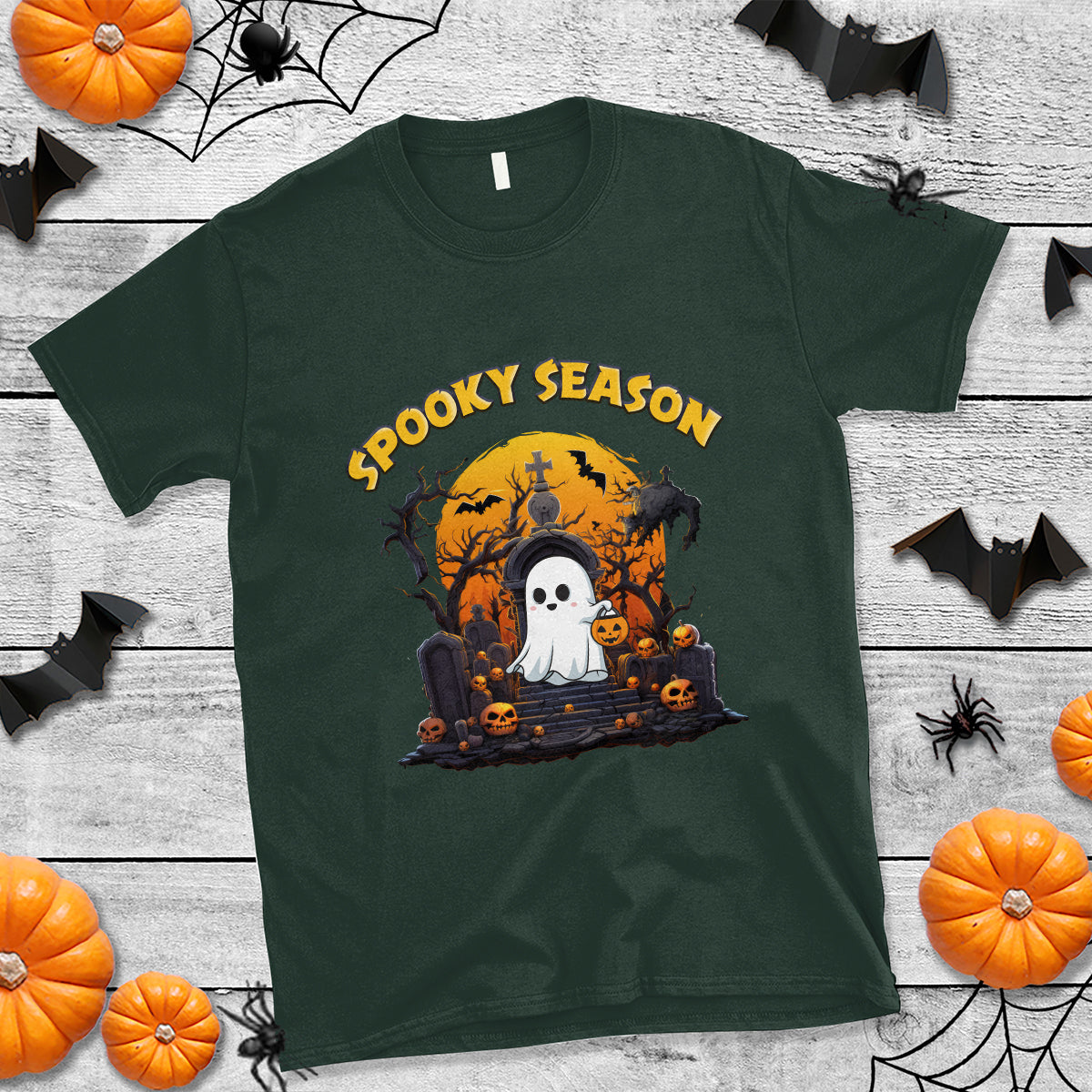 Halloween T Shirt Spooky Season Ghost Boo Scary Night Halloween Costume - Wonder Print Shop
