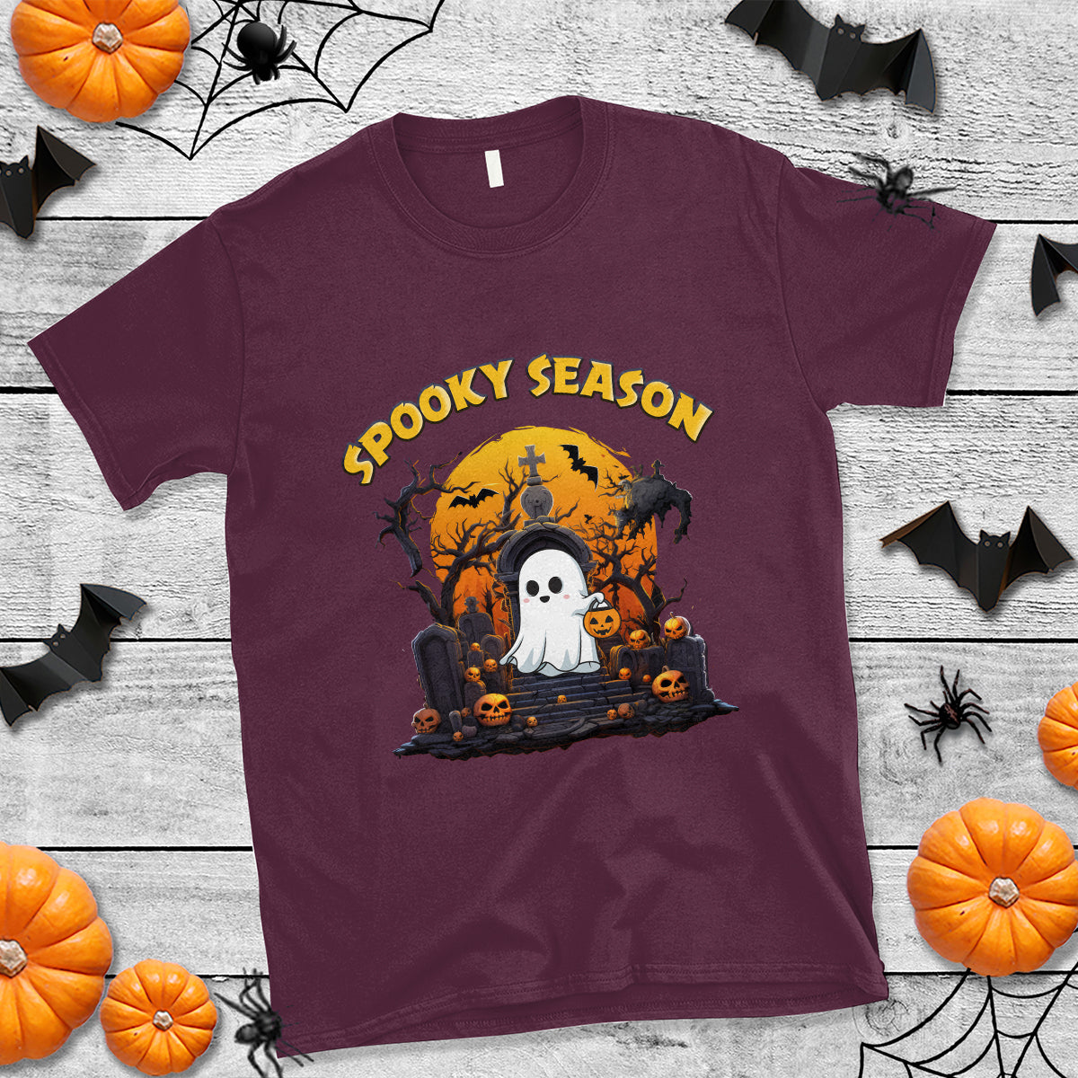 Halloween T Shirt Spooky Season Ghost Boo Scary Night Halloween Costume - Wonder Print Shop