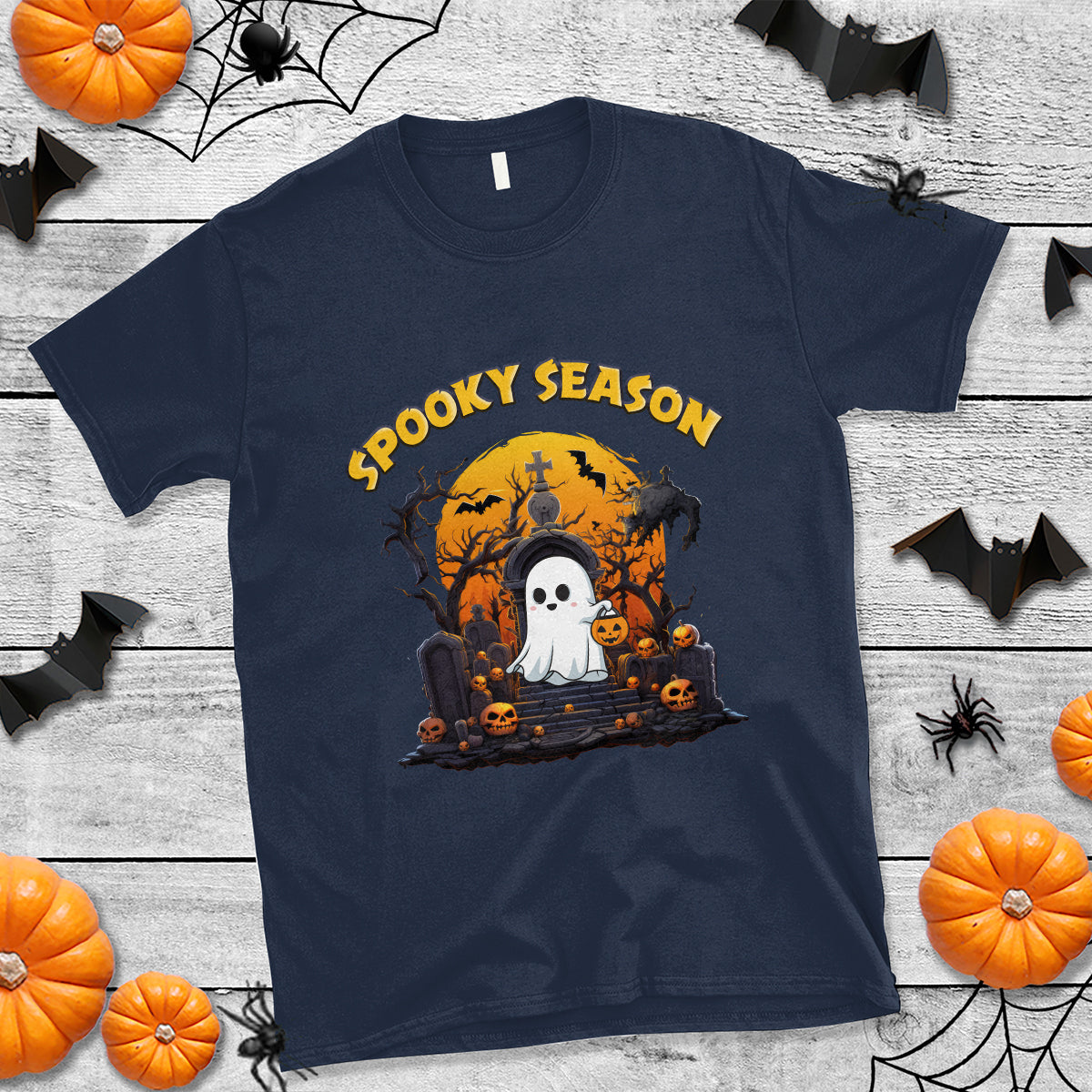 Halloween T Shirt Spooky Season Ghost Boo Scary Night Halloween Costume - Wonder Print Shop
